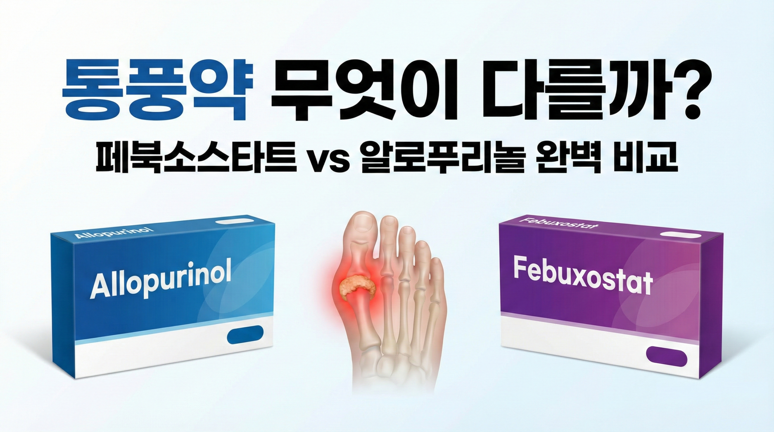 통풍 치료제 페북소스타트와 알로푸리놀 성분 비교 이미지