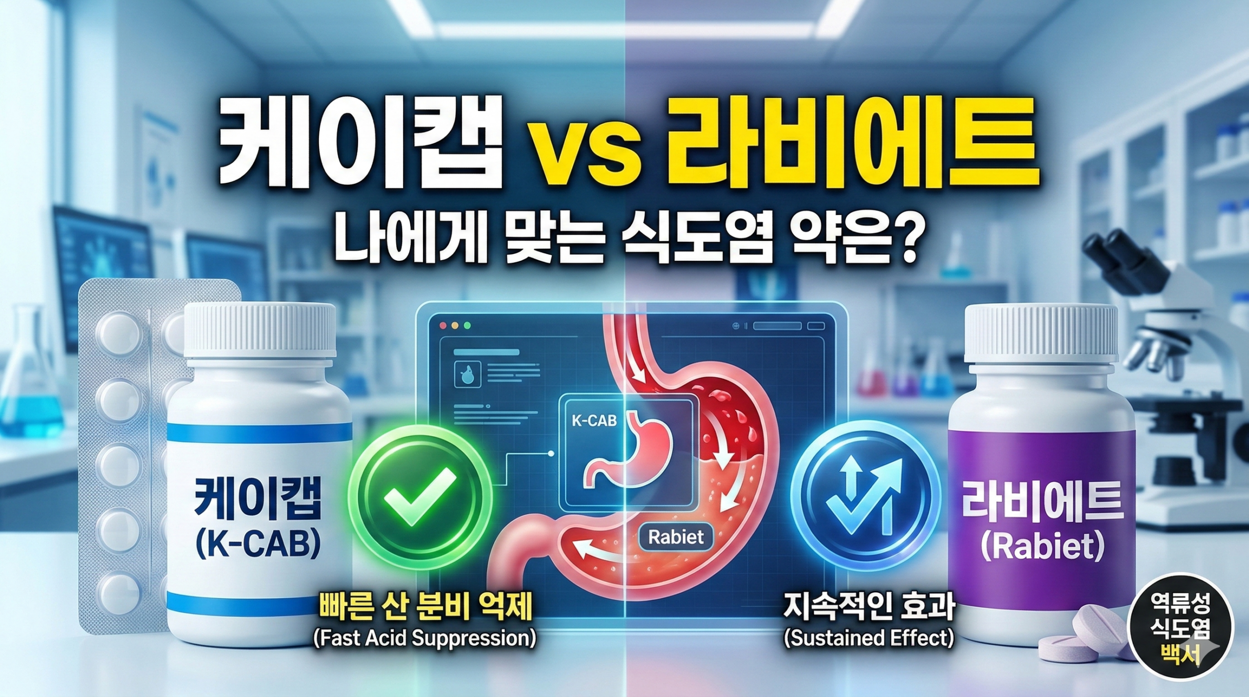 역류성 식도염 치료제 케이캡과 라비에트의 효과 및 복용법 비교 이미지